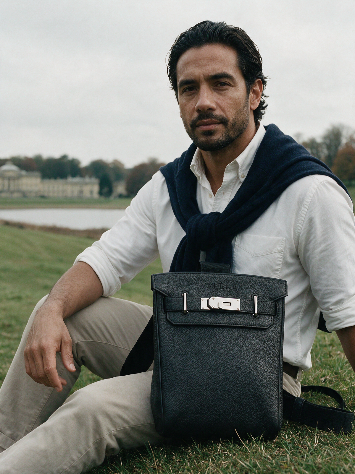 The Sling in Noir, seated on the lawn